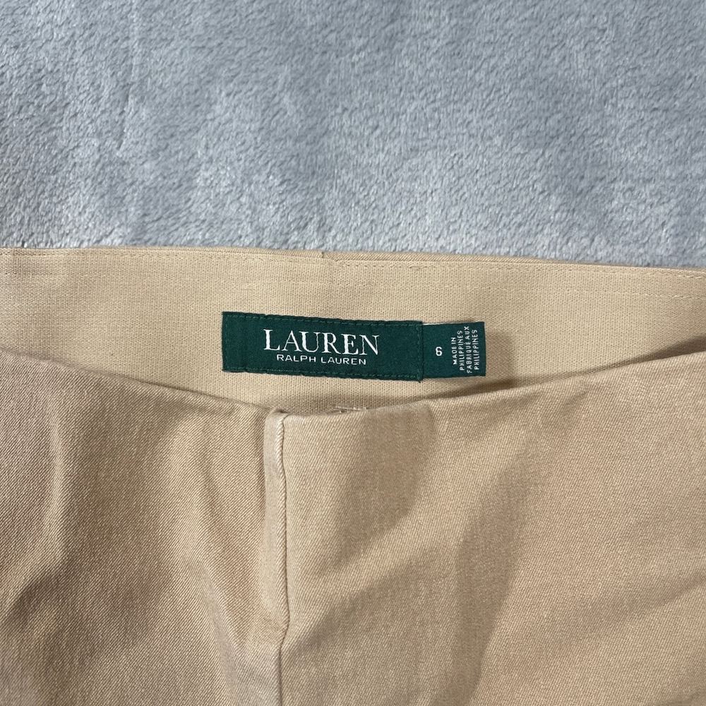 Lauren Ralph Lauren Pants Womens Size 6 Tan Slim Leg Ankle Side Zip Khaki - Picture 5 of 7